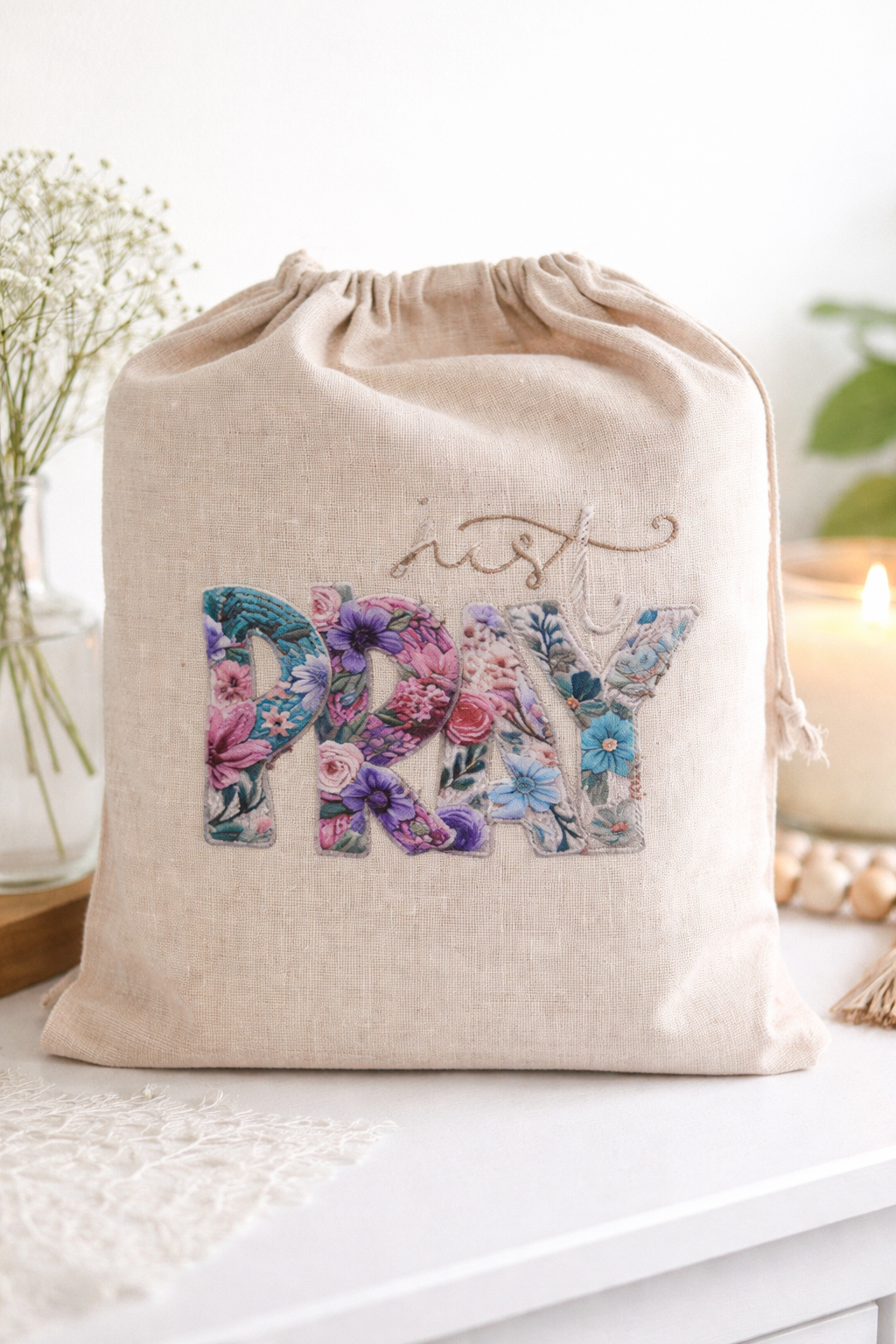 "Just Pray" Muslin Bag $10