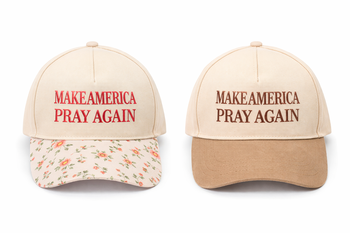Embroidered-Make America Pray Again Two-Tone Cotton Hat