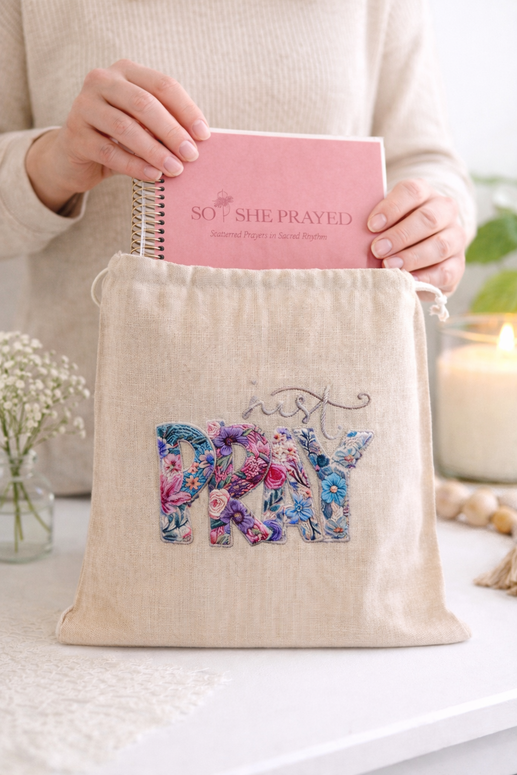 "Just Pray" Muslin Bag $10