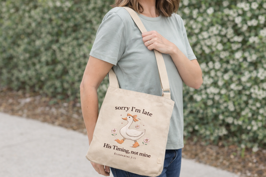 Heavy Duty Canvas Tote Bag with Crossbody Strap